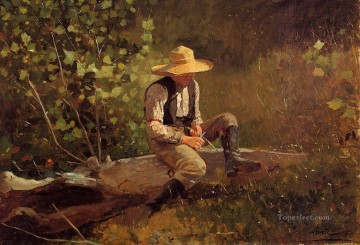  Boy Art - The Whittling Boy Realism painter Winslow Homer